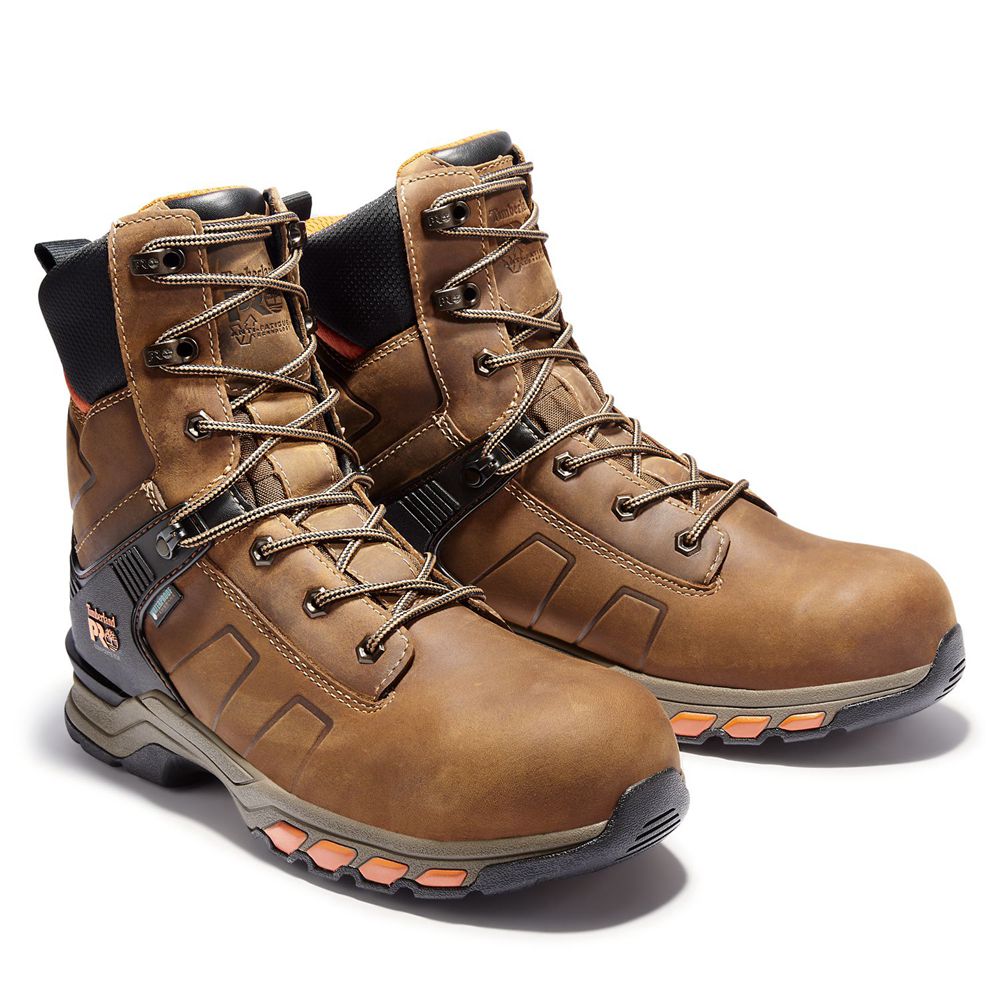 Botas de Trabajo Masculino - Timberland Pro® Hypercharge 8\" Comp Toe - CLOQN7948 - Marrom/Pretas